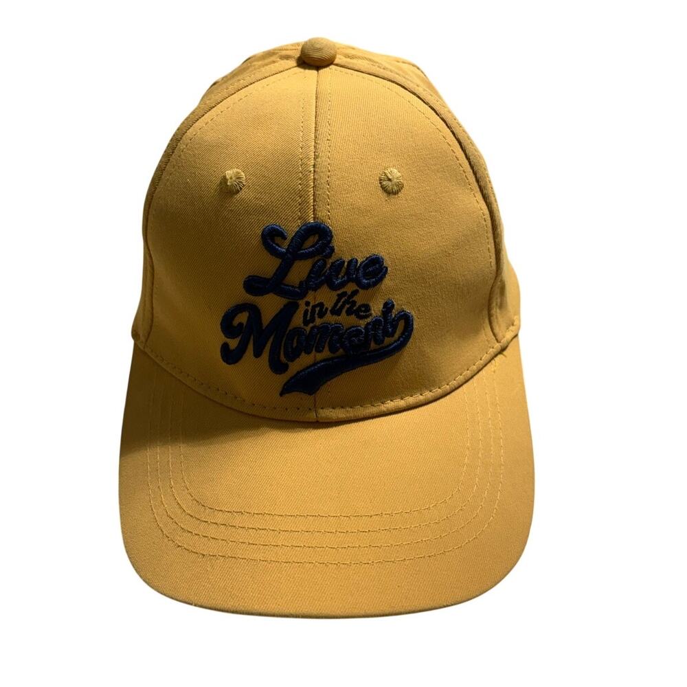 "Live In The Moment" Baseball Cap One-Size Adjustable Mustard Yellow Hat